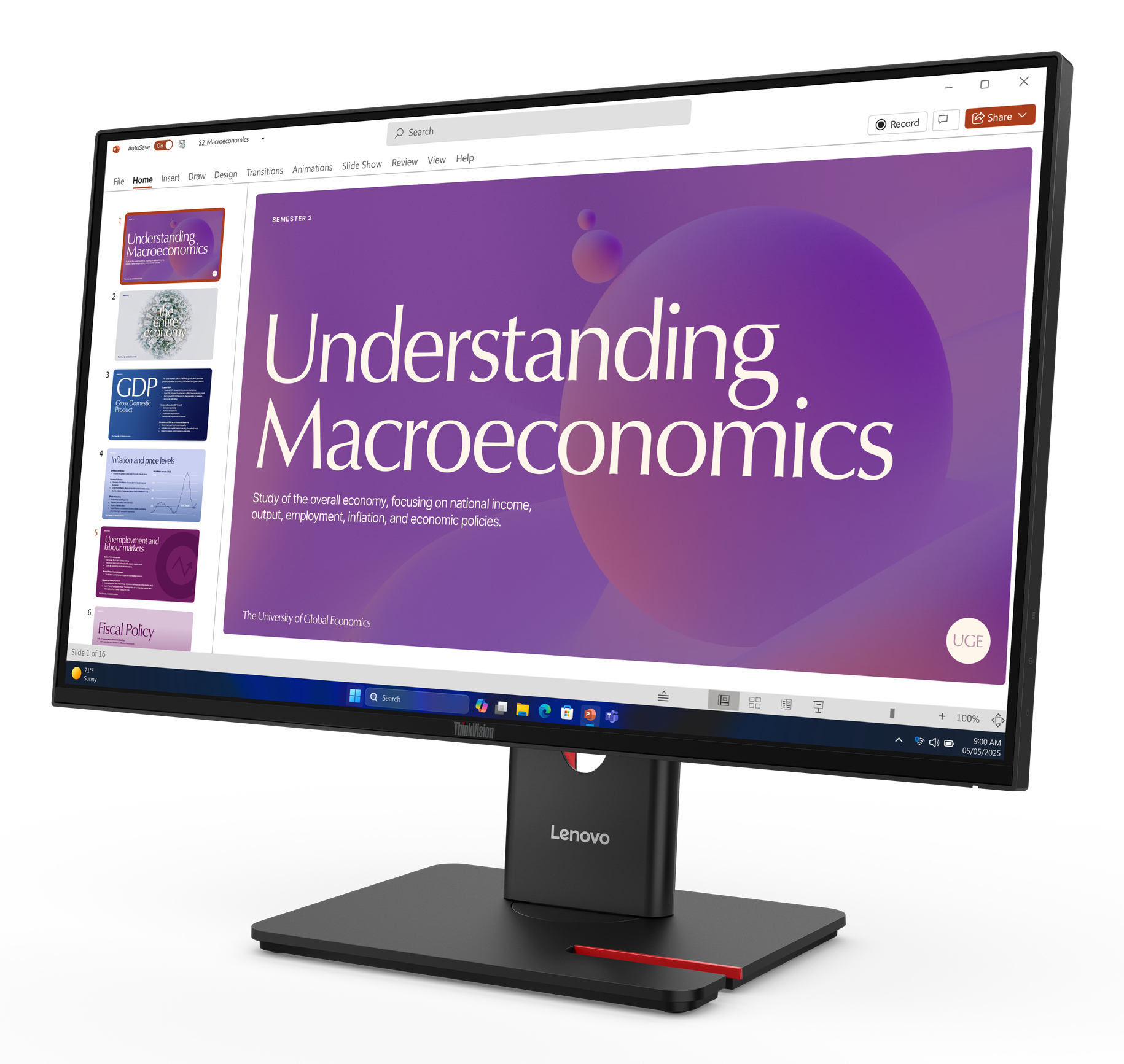 LENOVO 23,8" ThinkVision T24D-40  Monitor - 1920x1080, Full HD, LED, IPS, 100Hz, 4ms, Hangszóró, LAN, Pivot, Fekete