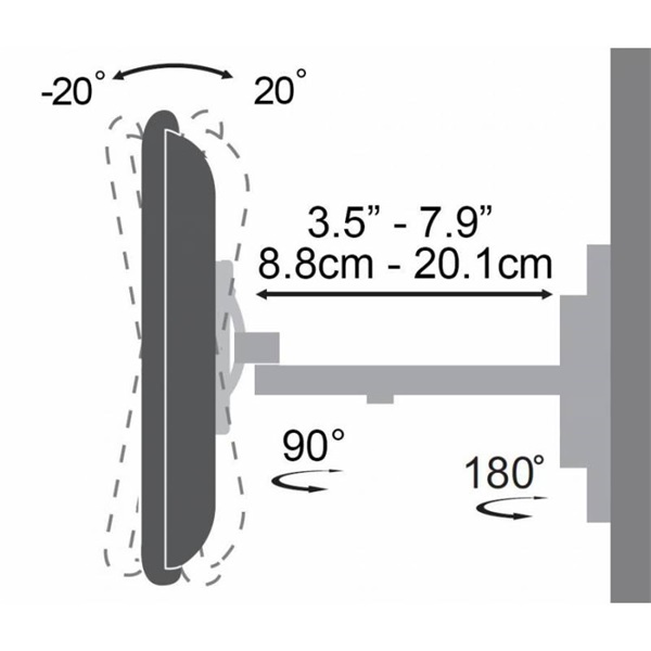 SBOX LCD-441 23“ - 55“ dönthető forgatható 400x400 max. 30 kg karos fali konzol 