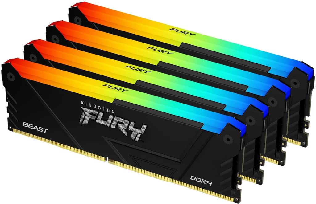 Kingston 32GB DDR4 3600MHz Kit(4x8GB) Fury Beast RGB Black RAM