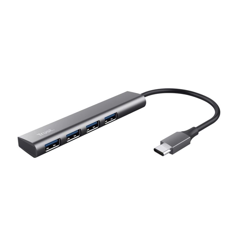Trust 24948 Halyx USB-C csatlakozós, 4 Portos USB-A 3.2 Gen1 Hub szürke  
