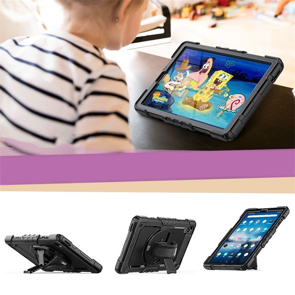 Haffner Solid Lenovo Tab M10 Plus 360 fokos védelem ütésálló védőtok 4H kijelzővédő üveggel (FN0279)