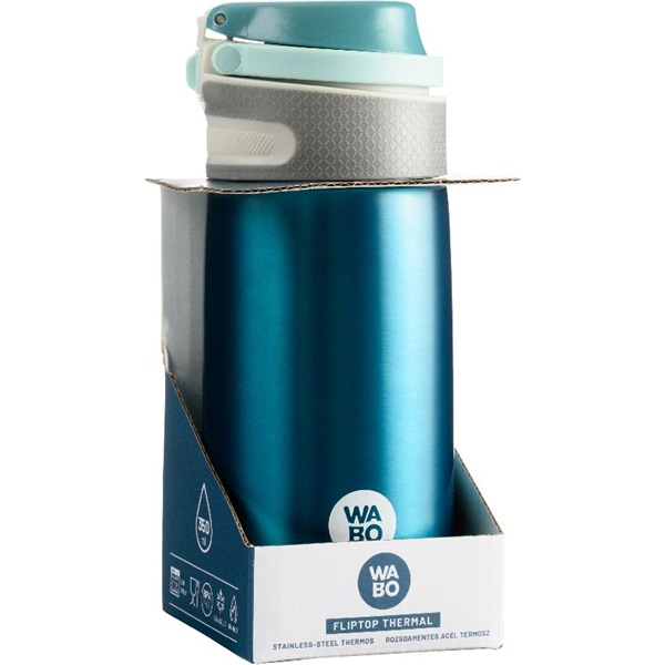 Wabo Fliptop Thermal acél termosz kék 350ml (WTF-350-K) Wabo Fliptop Thermal acél termosz kék 350ml (WTF-350-K)