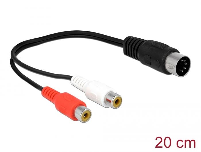 Delock DIN kábel dióda 5 tűs csatlakozó - 2 x RCA anya csatlakozó 20cm (85835) Delock DIN kábel dióda 5 tűs csatlakozó - 2 x RCA anya csatlakozó 20cm (85835)