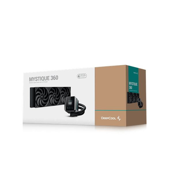 DeepCool CPU Water Cooler - MYSTIQUE 360 (max 21dB; max. 123,09 m3/h; 3x12cm, LED kijelző, fekete)