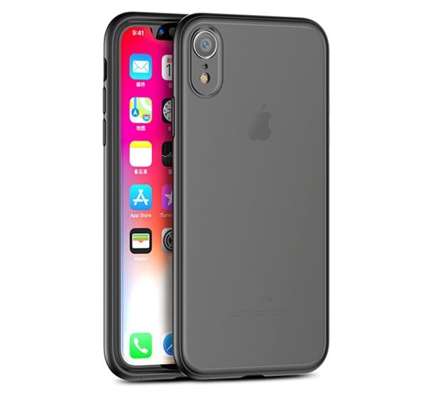 IPAKY SPECTER műanyag telefonvédő (szilikon keret, közepesen ütésálló) FEKETE [Apple iPhone XR 6.1]