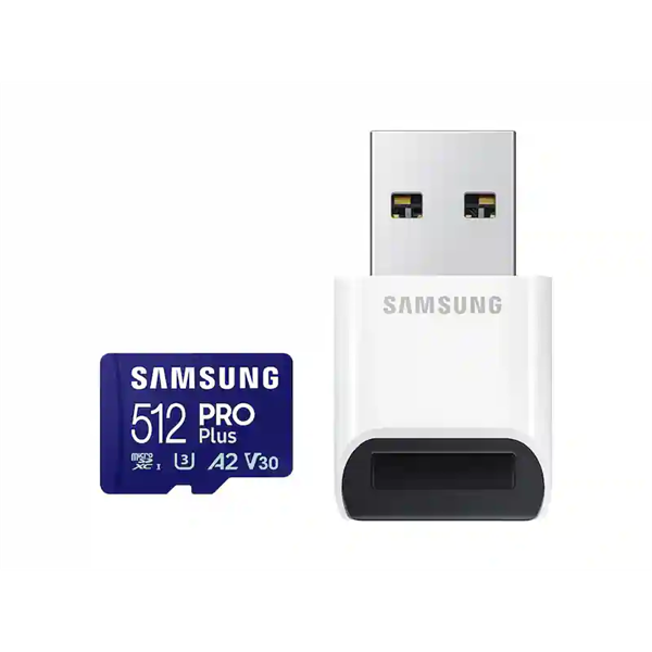 Samsung 512GB microSDXC Pro Plus Class10 U3 A2 V30 adapter nélkül Memóriakártya Samsung 512GB microSDXC Pro Plus Class10 U3 A2 V30 adapter nélkül Memóriakártya