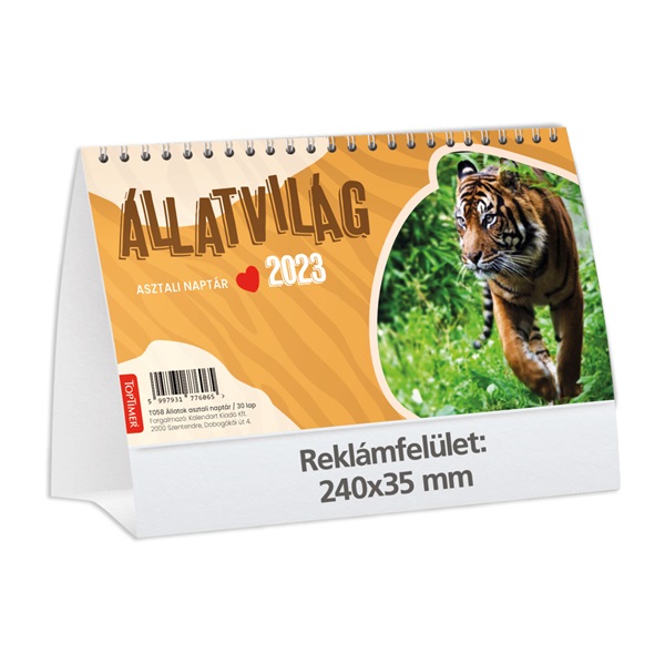 Kalendart 2025 T058 Állatvilág álló asztali naptár