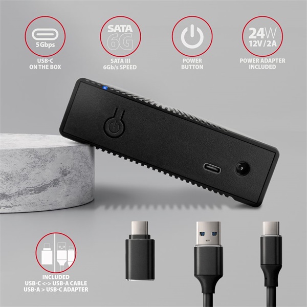 Axagon EE35-GTR USB-C 3.2 Gen 1 SATA 6G 3,5" fekete HDD/SSD ház Axagon EE35-GTR USB-C 3.2 Gen 1 SATA 6G 3,5" fekete HDD/SSD ház