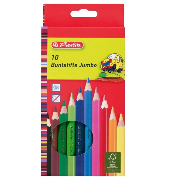 Herlitz vastag lakkozott 10db-os vegyes színű színes ceruza Herlitz vastag lakkozott 10db-os vegyes színű színes ceruza