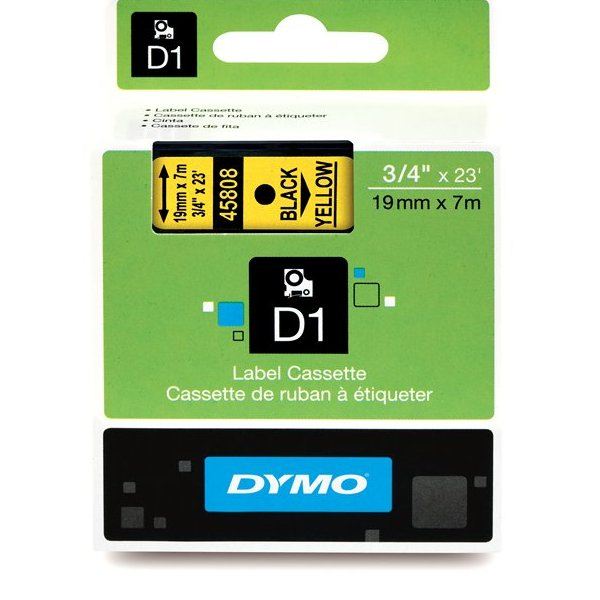 DYMO "D1" Feliratozógép Kazetta 19 mm x 7 m fekete-sárga (GD45808) DYMO "D1" Feliratozógép Kazetta 19 mm x 7 m fekete-sárga (GD45808)