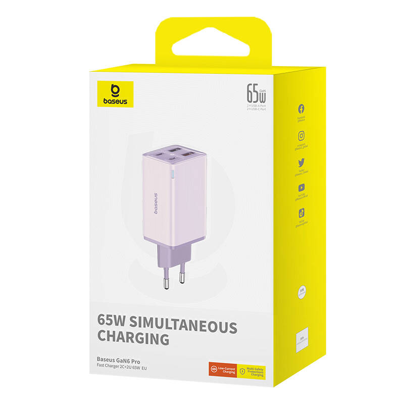 Baseus GAN6 Pro gyorstöltő, 2xUSB-C + 2xUSB, 65W