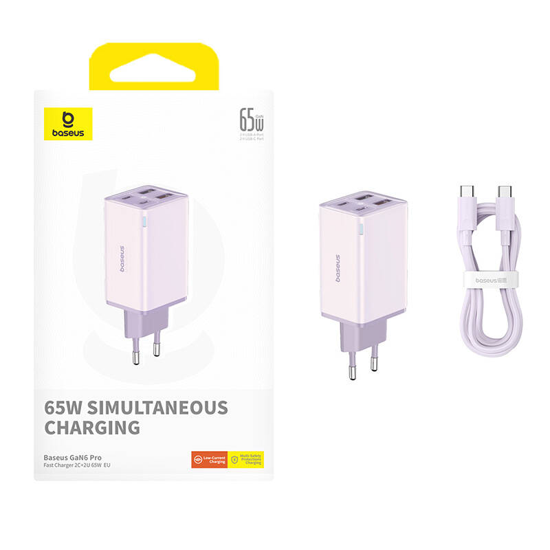 Baseus GAN6 Pro gyorstöltő, 2xUSB-C + 2xUSB, 65W