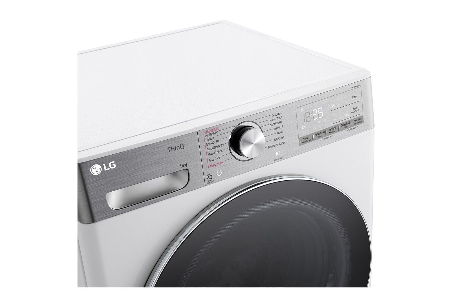 LG F4WR909P3W Elöltöltős mosógép – 9 kg, 1400 ford./perc, A Energiaosztály, TurboWash360, AI DD, Steam, LG ThinQ WiFi funkcióval