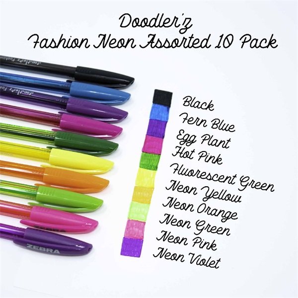 Zebra Doodlerz Fashion&Neon 10db-os zseléstoll készlet Zebra Doodlerz Fashion&Neon 10db-os zseléstoll készlet