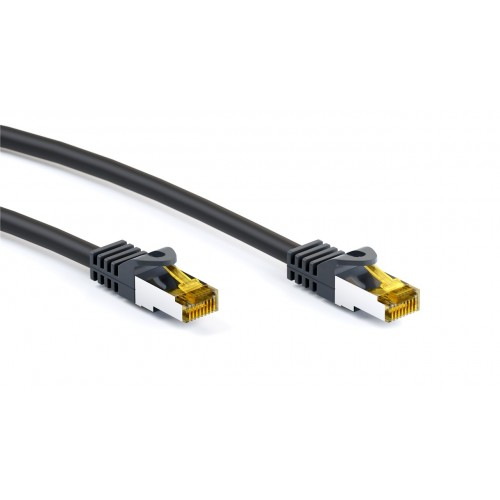 Goobay RJ45 patch kábel CAT 6A S/FTP (PiMF), 500 MHz, CAT 7 nyers kábellel fekete Goobay RJ45 patch kábel CAT 6A S/FTP (PiMF), 500 MHz, CAT 7 nyers kábellel fekete