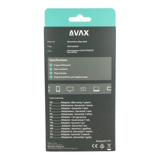  AVAX AV902 PRIME Type C - HDMI 2.0 4K/60Hz AV kábel 