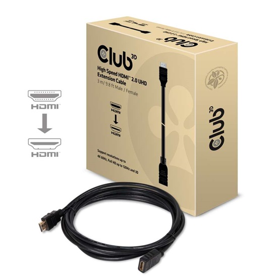  Club3D HDMI 2.0 EXTENSION HIGH SPEED 4K60Hz UHD  Male/Female  3m kábel 