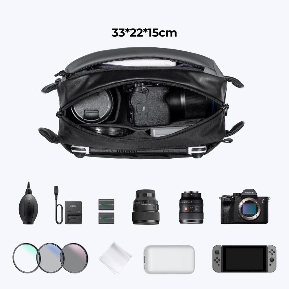 K&F Concept Alpha Sling 10L, fotós oldaltáska, fekete szürke