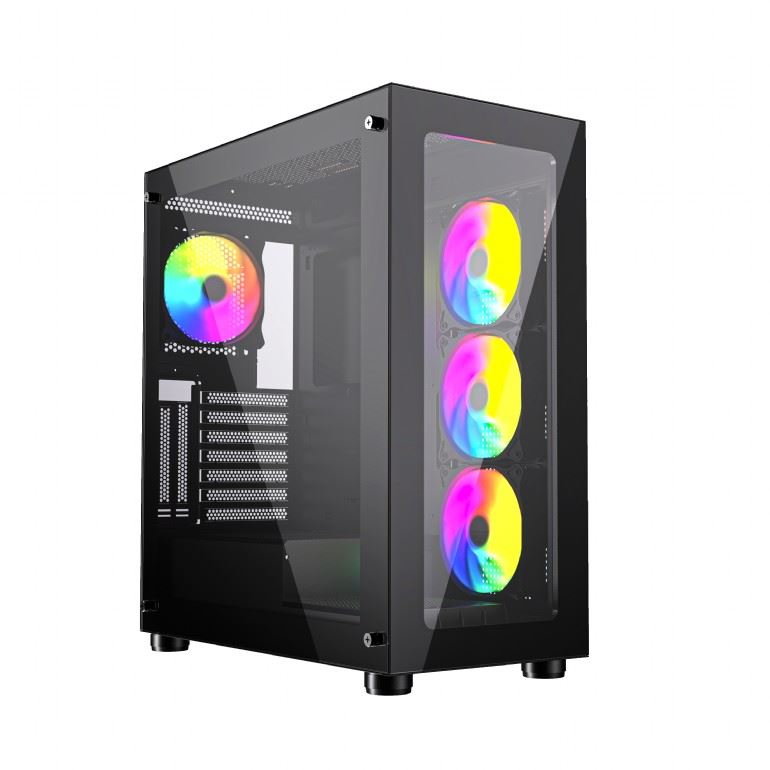 Gembird Fornax X450MAX táp nélküli ablakos microATX ház fekete  
