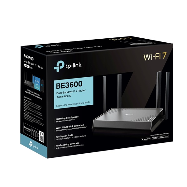 TP-LINK ARCHER BE220 Dual-Band BE3600 1xWAN(1Gbps) + 4xLAN(1Gbps) Wireless Router
