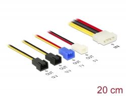 Delock 4 tűs apa Molex csatlakozó > 4 x 2 tűs ventilátor csatlakozó  12 V / 7 V / 5 V Tápkábel