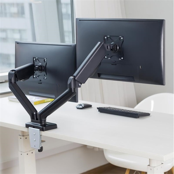 Advance Ergomount Dual  17-32"  Max.: 2x9kg dönthető  forgatható  gázrugó Monitor Asztali konzol   Fekete 