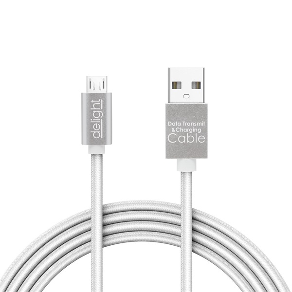 Delight microUSB adatkábel LED fénnyel 1m, ezüst (55442M-WH)