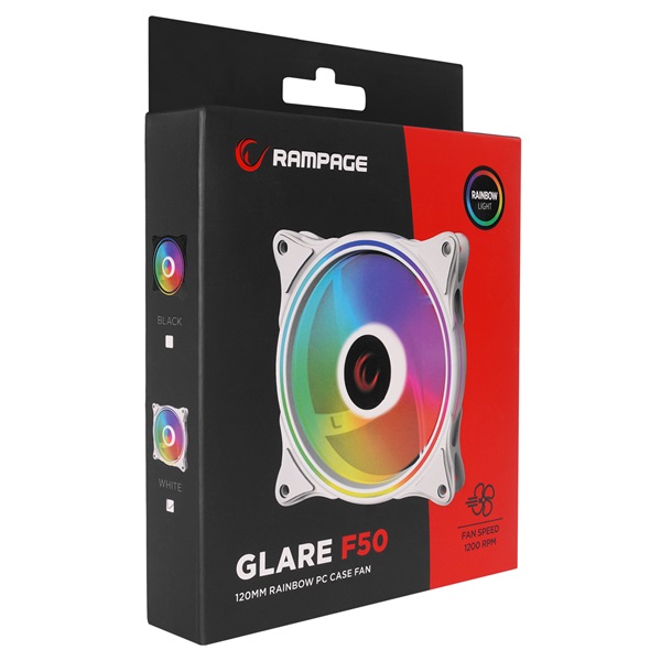 Rampage Cooler 12cm   GLARE F50 Rainbow LED Fehér