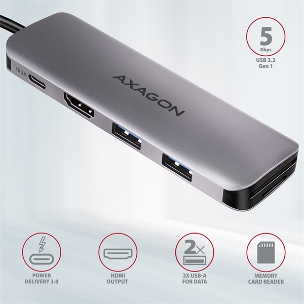 Axagon HMC-5 SuperSpeed USB-C combo 5in1 hub