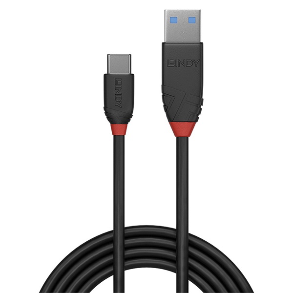 Lindy Kábel USB 3.2 Gen1 A - C Black Line, M/M  0,15m, fekete (36914)