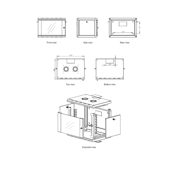 Equip Fali Rackszekrény   EPM-07-6045-G-CBAA  19"   7U  600x450mm előre szerelt Szürke 