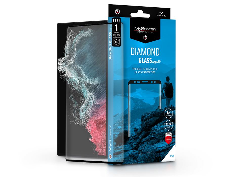 MyScreen Diamond Glass Edge3D Samsung S908B Galaxy S22 Ultra 5G edzett üveg kijelzővédő fólia ívelt kijelzőhöz fekete kerettel (LA-2145)