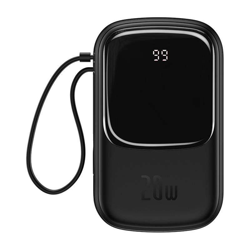Baseus Qpow 20000mAh Power Bank, IP, USB, USB-C, 20W, Lightning kábellel , fekete (PPQD-H01)
