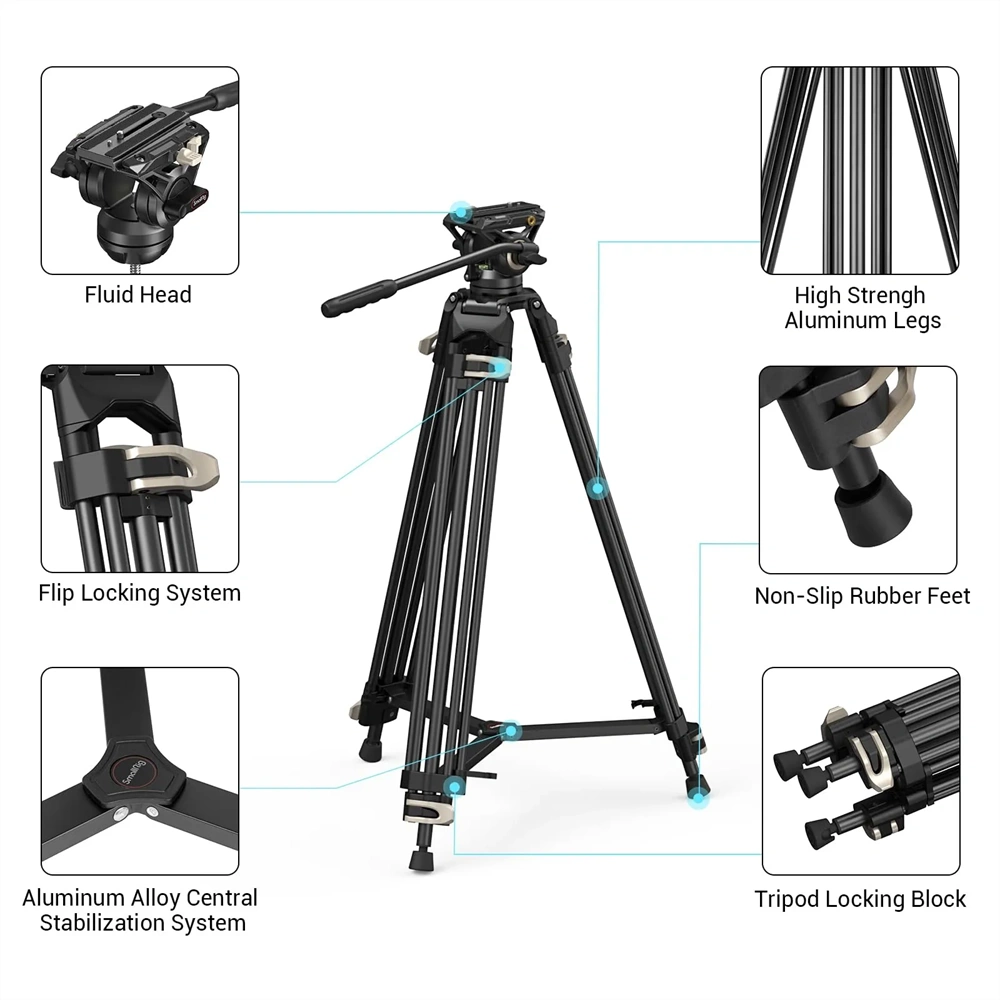 SMALLRIG AD-01 3751 Heavy-Duty Fluid Head Tripod