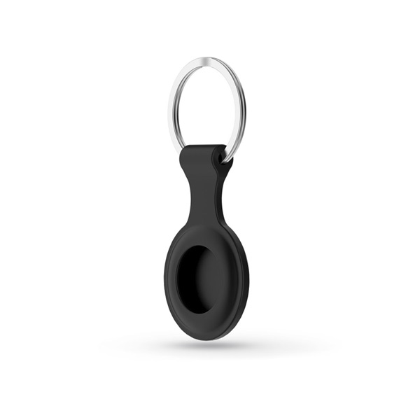 Haffner FN0197 Apple AirTag fekete szilikon védőtokos kulcstartó
