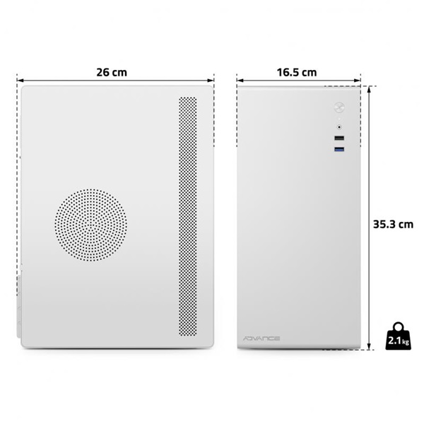 Advance OPTIMA White MicroATX USB2.0+USB3.0 Számítógépház   Fehér