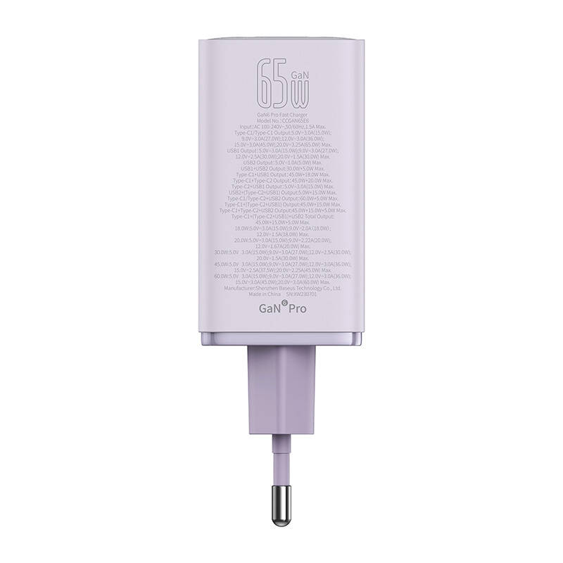Baseus GAN6 Pro gyorstöltő, 2xUSB-C + 2xUSB, 65W