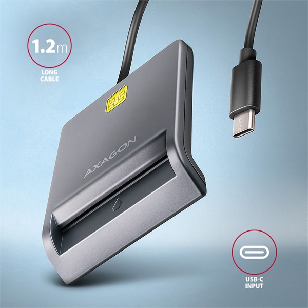 Axagon CRE-SM3TC USB-C Smart card FlatReader okos kártyaolvasó