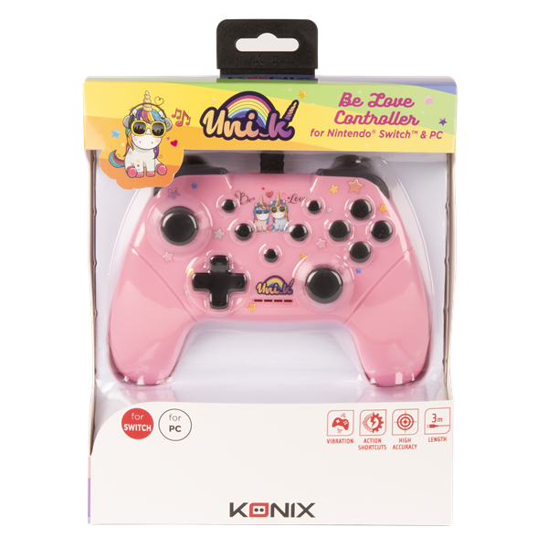 KONIX KX-UNIK-SW-PAD-LOVE  UNIK "Be Love" Nintendo Switch/PC Vezetékes kontroller Színes