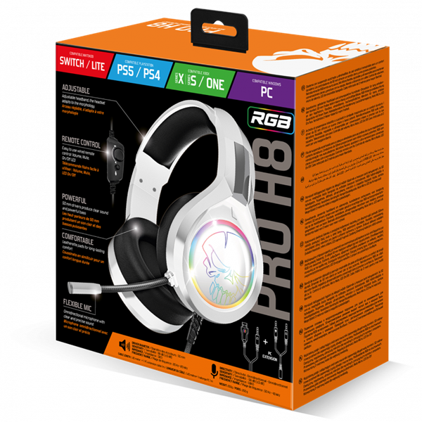 Spirit of Gamer PRO-H8 RGB Fejhallgató  Fehér 