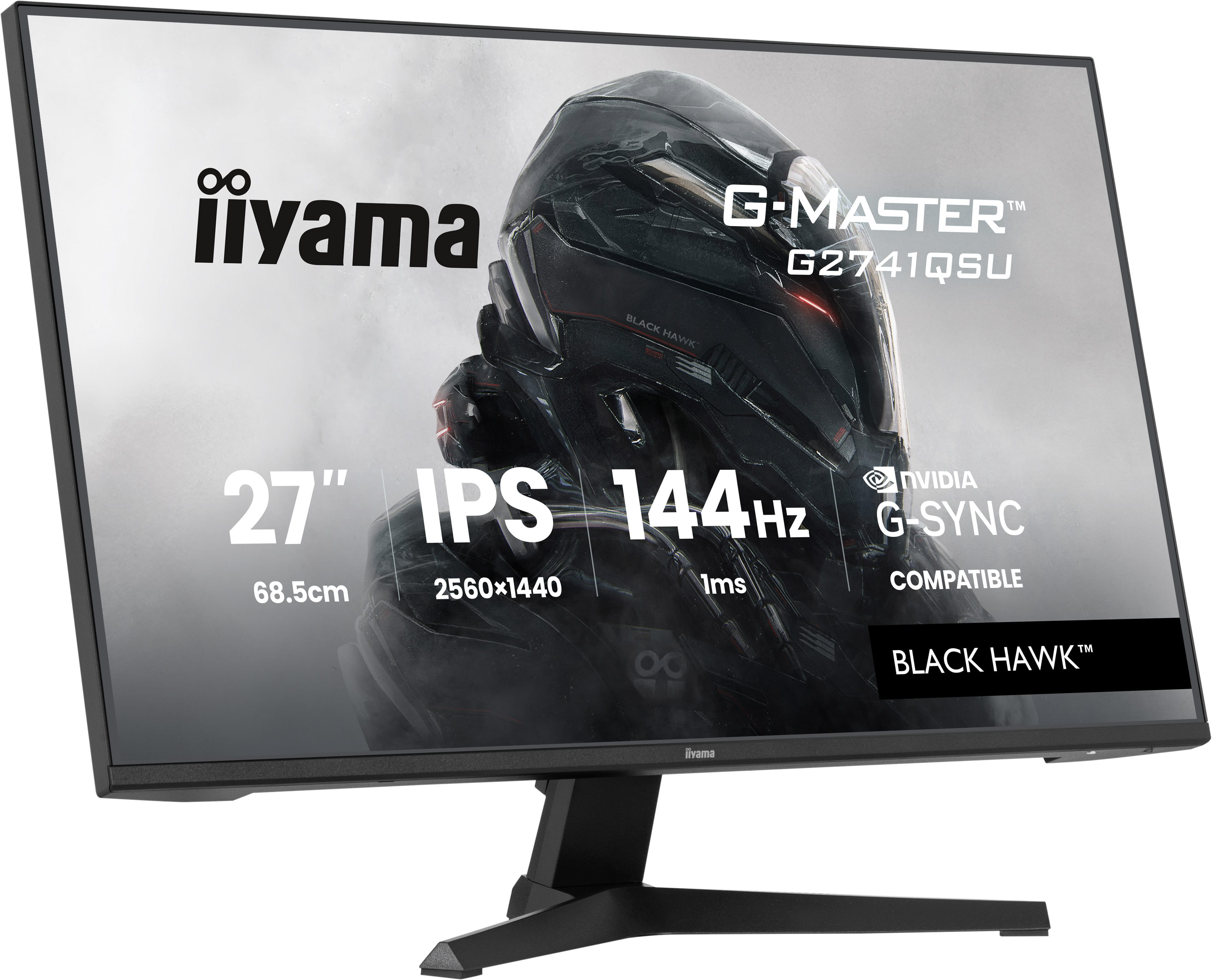 iiyama 27" G-Master G2741QSU-B1 Monitor - 2560x1440, QHD, LED, IPS, 144Hz, 1ms, Hangszóró, G-Sync, Gamer, Fekete