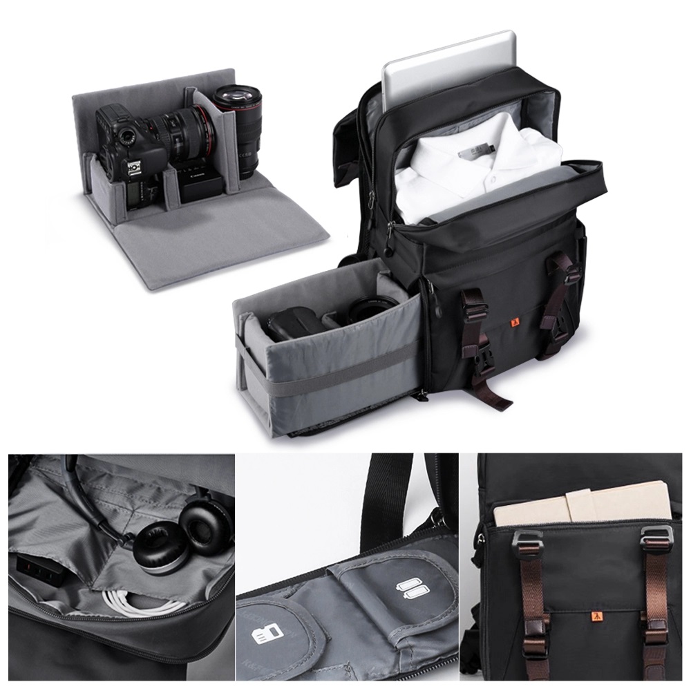 K&F Concept Beta Backpack 20 literes, fotós hátizsák, fekete barna színben