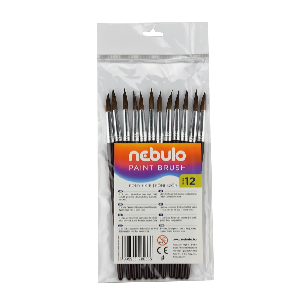 Nebuló Ecset 12-es festett nyéllel 12 db/csomag,  (HE-1-12-F)