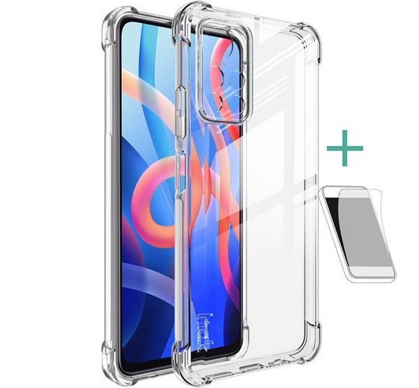 IMAK szilikon telefonvédő (közepesen ütésálló, légpárnás sarok + képernyővédő fólia) ÁTLÁTSZÓ [Xiaomi Poco M4 Pro 5G]