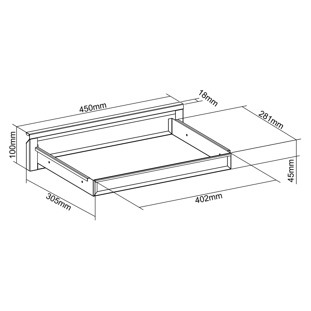 DIGITUS DA-90443 Asztal alatti fekete tároló fiók