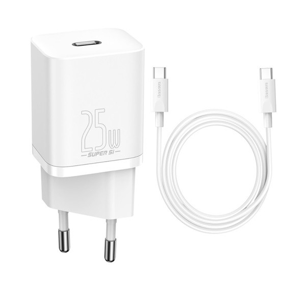 BASEUS hálózati töltő Type-C aljzat (10V / 3000mA, 25W, PD gyorstöltés támogatás + Type-C kábel) FEHÉR (CCCJG25CE_W) BASEUS hálózati töltő Type-C aljzat (10V / 3000mA, 25W, PD gyorstöltés támogatás + Type-C kábel) FEHÉR (CCCJG25CE_W)