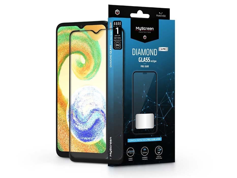 MyScreen Samsung Galaxy A04/A04s Diamond Glass Lite Edge2.5D edzett üveg kijelzővédő fólia fekete kerettel (LA-2231)