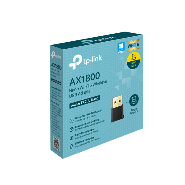 TP-LINK ARCHER TX20U Nano Wireless Adapter USB Dual Band AX1800 TP-LINK ARCHER TX20U Nano Wireless Adapter USB Dual Band AX1800