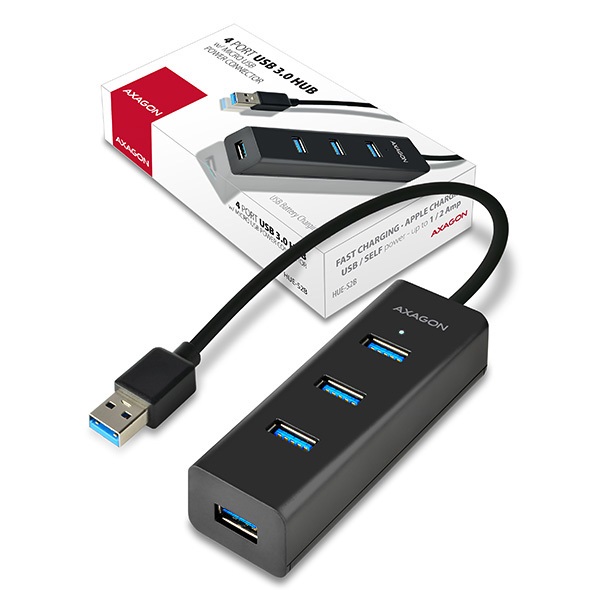 Axagon HUE-S2B négyportos USB 3.0 HUB gyorstöltéssel