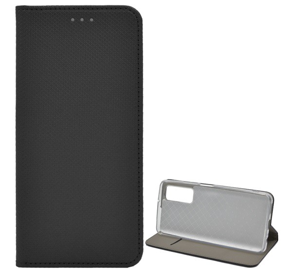 Tok álló, bőr hatású (FLIP, oldalra nyíló, asztali tartó funkció, rombusz minta) FEKETE [Huawei P Smart (2021)]